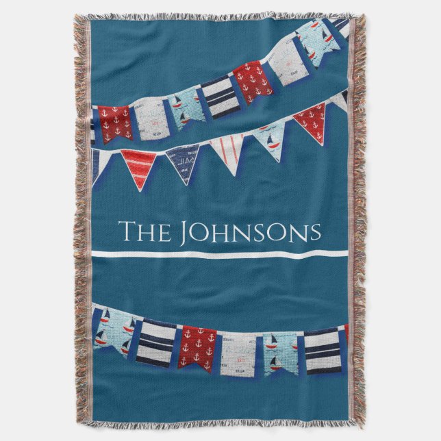 Nautical Bunting Throw Blanket (Front Vertical)