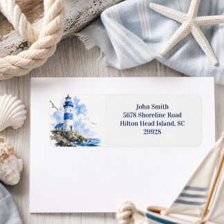 Nautical By the Sea Lighthouse Return Address Label