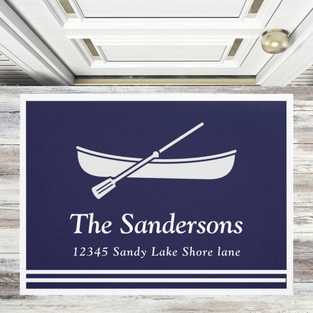 Nautical Canoe Boat Paddles Navy Blue White  Doorm Doormat (Creator Uploaded)
