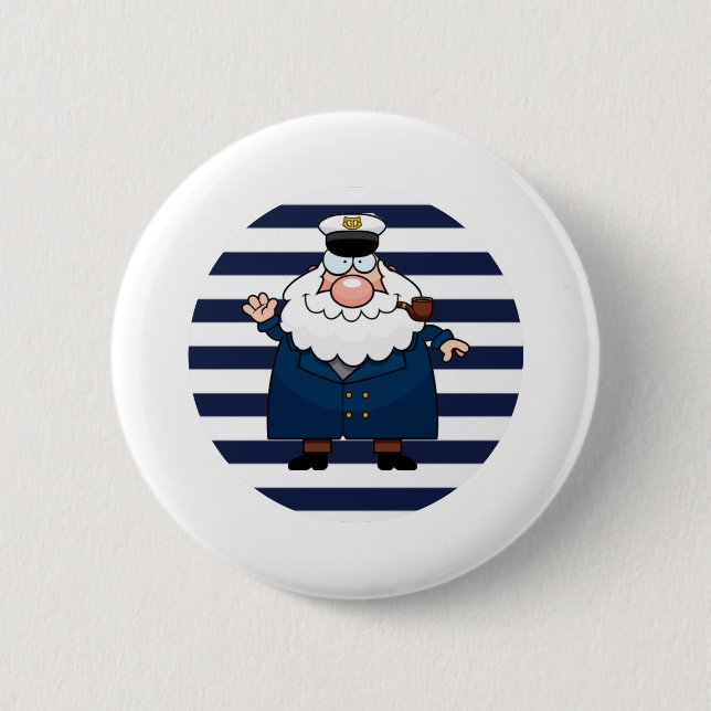 Nautical Captain 6 Cm Round Badge (Front)