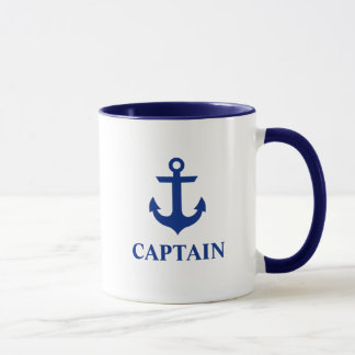 Nautical Captain Anchor Blue and White Mug