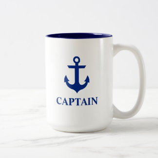 Nautical Captain Anchor Large Two-Tone Coffee Mug