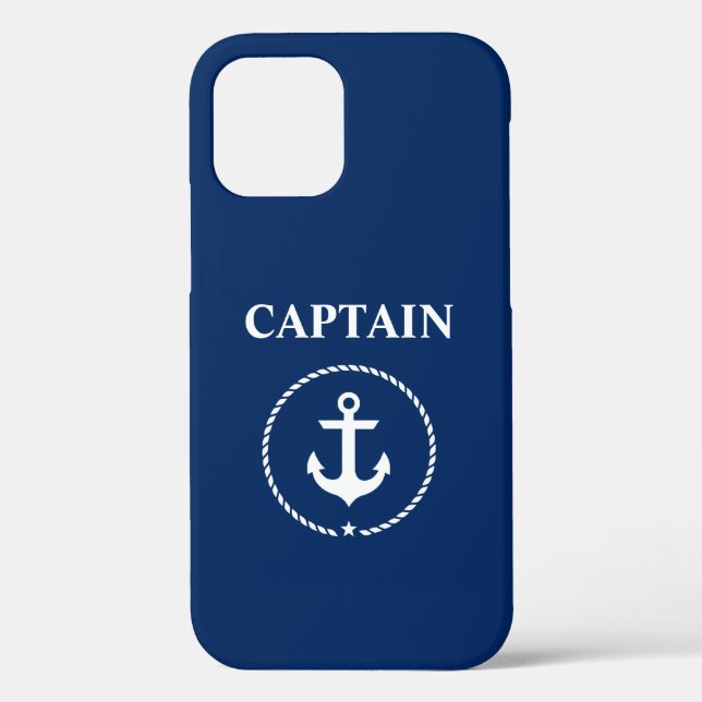 Nautical Captain Anchor Rope Navy Blue Case-Mate iPhone Case (Back)