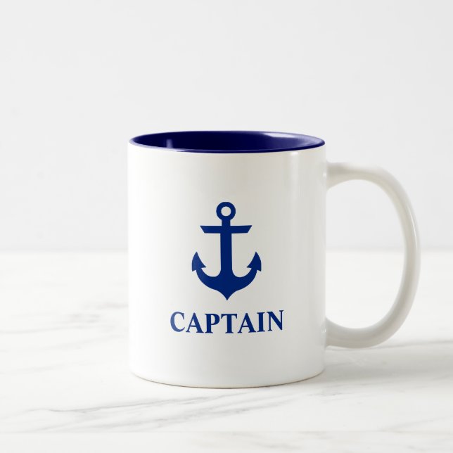 Nautical Captain Anchor Two-Tone Coffee Mug (Right)
