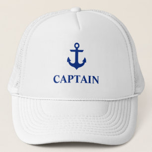 Nautical Captain Anchor White Trucker Hat
