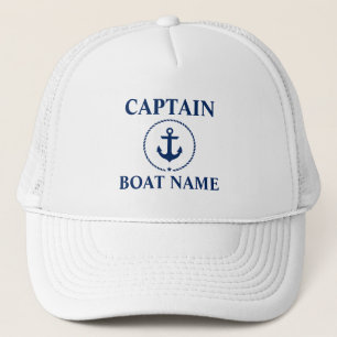 Nautical Captain Boat Name Anchor Rope Trucker Hat