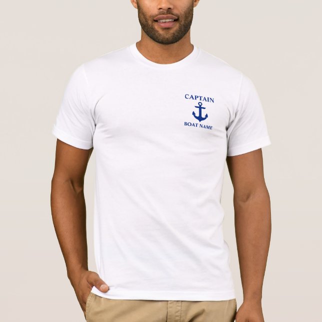 Nautical Captain Boat Name Anchor T-Shirt (Front)