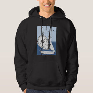 Nautical Captain Sail Boat Skipper Sailor Compass Hoodie