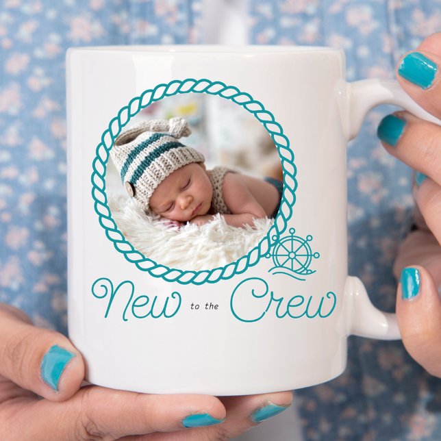 Nautical Captain Wheel New to the Crew Baby Photo Coffee Mug (Creator Uploaded)