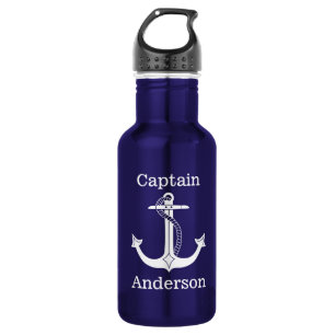 Nautical Captain White Anchor Add Name 532 Ml Water Bottle