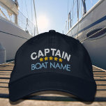 Nautical Captain Your Boat Name Personalized Cap<br><div class="desc">Nautical Captain Your Boat Name Personalized Cap Dark Blue</div>