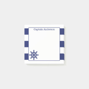 Nautical Captain's Wheel Add Name 3x3 Post-it Notes