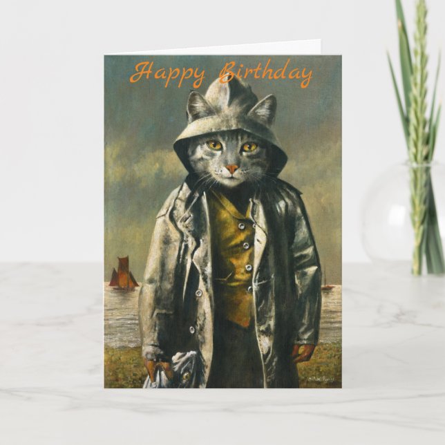 Nautical Cat Birthday Card (Front)