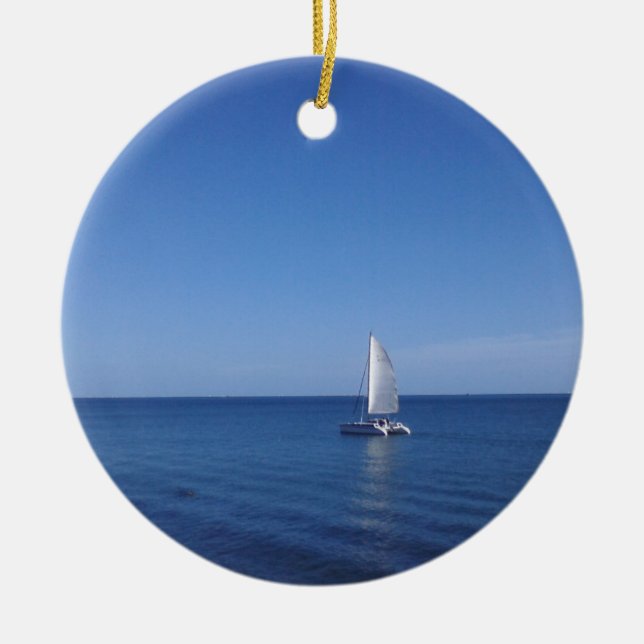 Nautical ceramic christmas hanger ornament (Front)