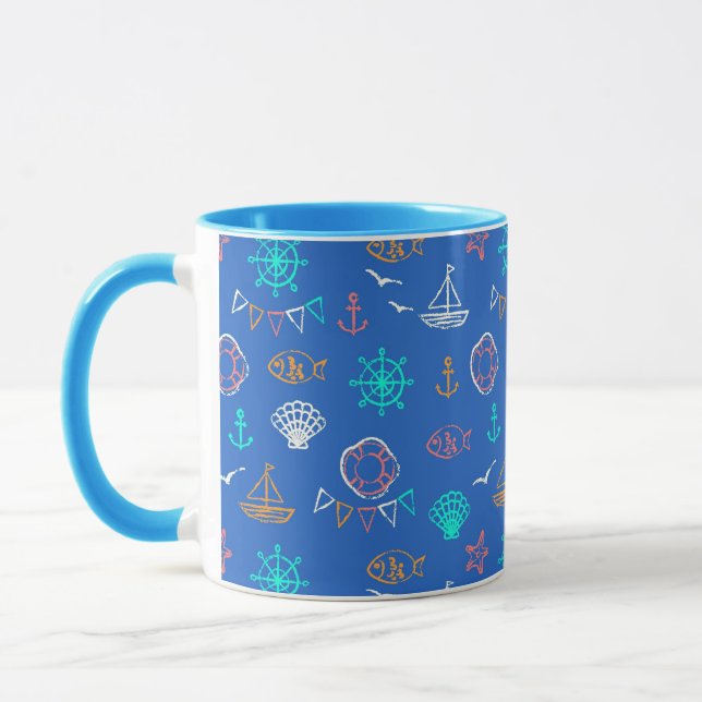 Nautical Chalk Drawing Pattern 1 Mug (Left)