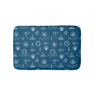 Nautical Chalk Drawing Pattern 2 Bath Mat