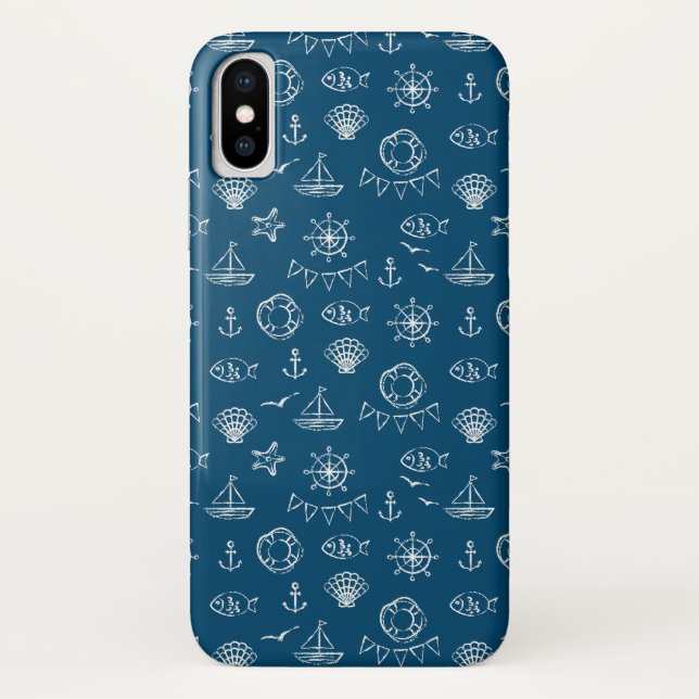 Nautical Chalk Drawing Pattern 2 Case-Mate iPhone Case (Back)