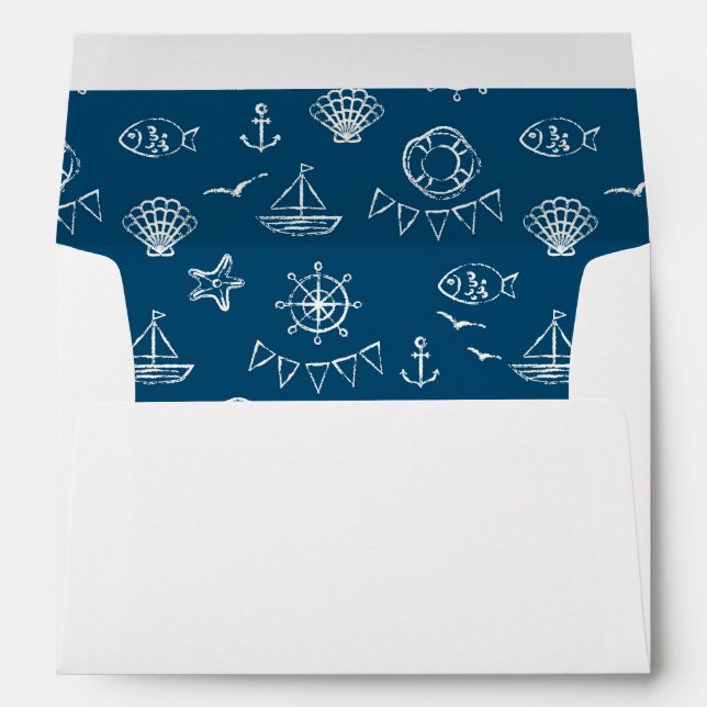 Nautical Chalk Drawing Pattern 2 Envelopes (Back (Bottom))