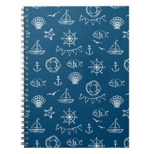 Nautical Chalk Drawing Pattern 2 Notebook