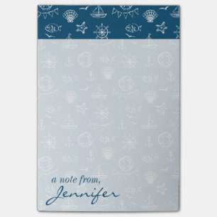 Nautical Chalk Drawing Pattern Add Your Name Post-it Notes