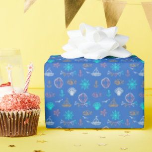 Nautical Chalk Drawing Pattern Wrapping Paper