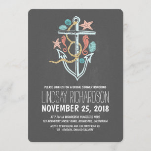 Nautical chalkboard beach bridal shower invitation