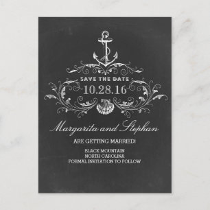 nautical chalkboard save the date postcards