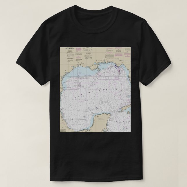 Nautical Chart Gulf of Mexico  T-Shirt (Design Front)