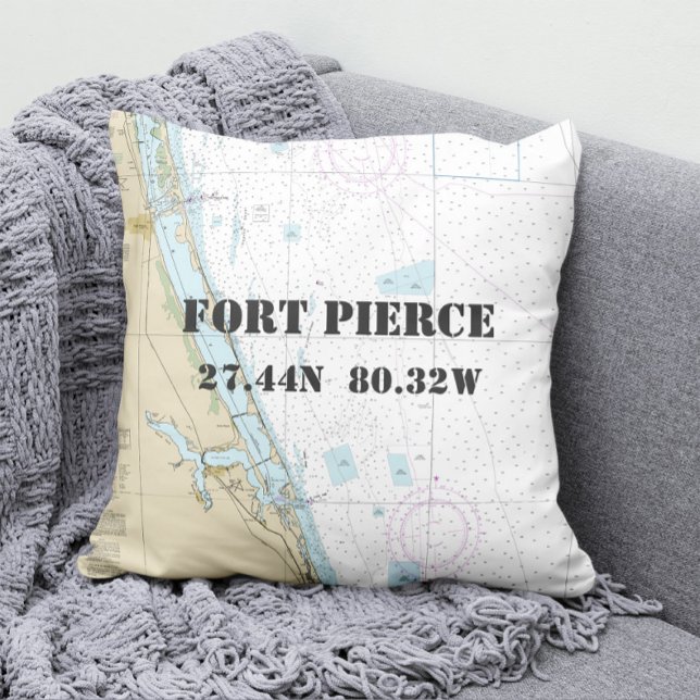Nautical Chart Latitude Longitude: Fort Pierce FL Cushion (Creator Uploaded)