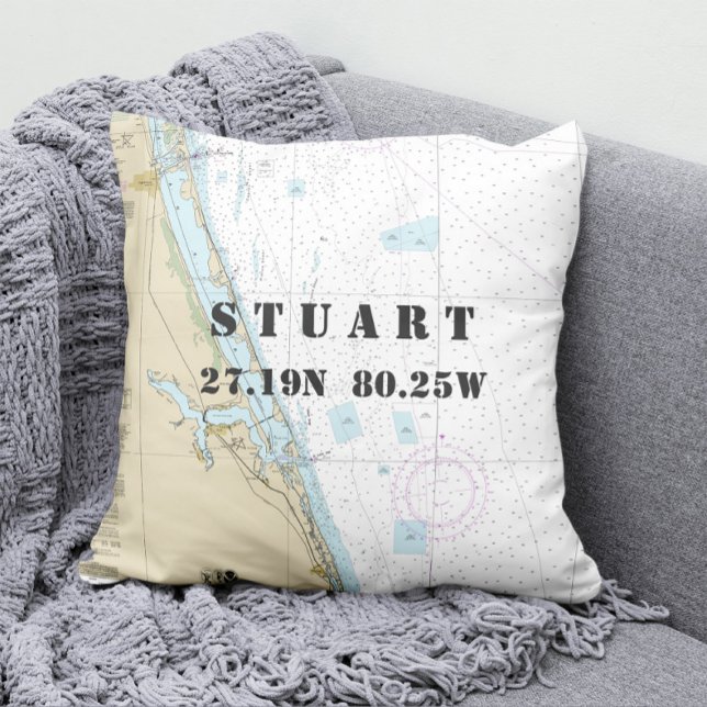 Nautical Chart Latitude Longitude Southeast FL Cushion (Creator Uploaded)