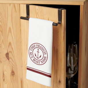 Nautical Chef Anchor Logo Kitchen Towel