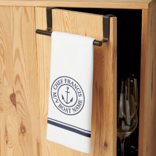 Nautical Chef Anchor Logo Kitchen Towel