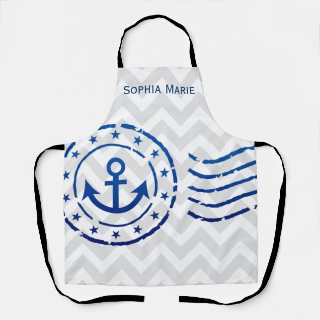 Nautical Chevron & Anchor Seal Apron (Front)