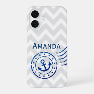 Nautical Chevron & Anchor Seal iPhone 16 Case