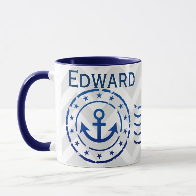 Nautical Chevron & Anchor Seal Mug (Left)