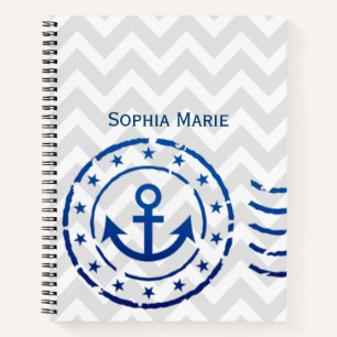 Nautical Chevron & Anchor Seal Notebook