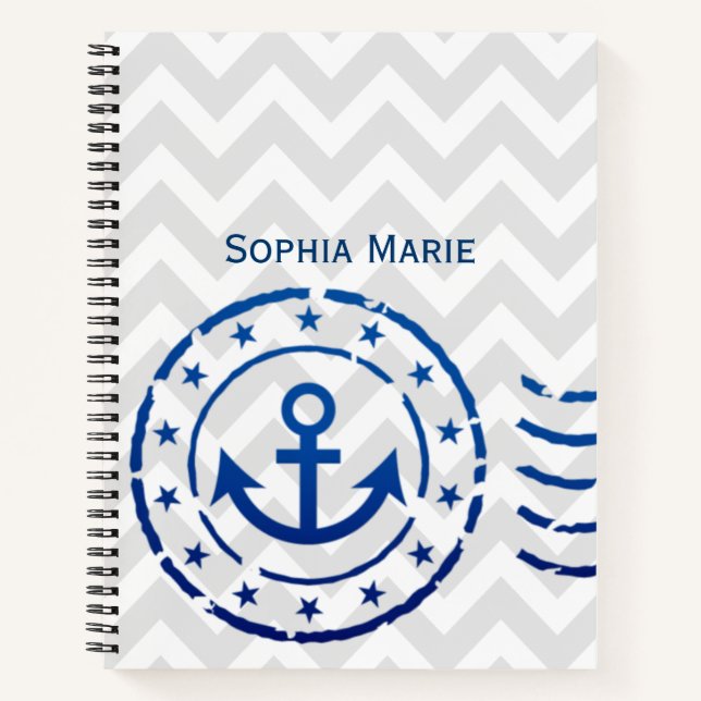 Nautical Chevron & Anchor Seal Notebook (Front)