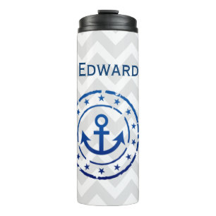 Nautical Chevron & Anchor Seal Thermal Tumbler