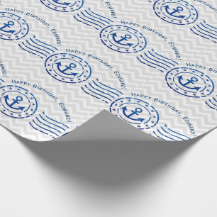 Nautical Chevron & Anchor Seal Wrapping Paper