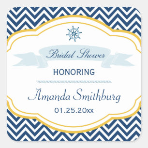 Nautical chevron navy gold bridal shower stickers