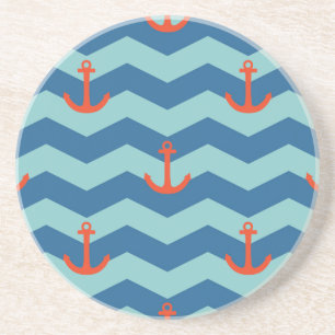 Nautical Chevron Pattern Coaster