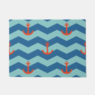 Nautical Chevron Pattern Doormat