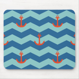 Nautical Chevron Pattern Mouse Pad