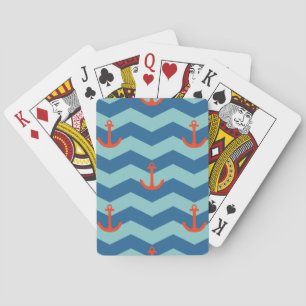 Nautical Chevron Pattern Playing Cards