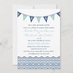 Nautical Chevron Waves with Banner Invitation