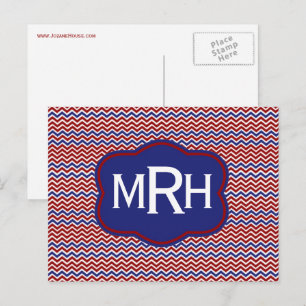 Nautical Chevrons on White Postcard