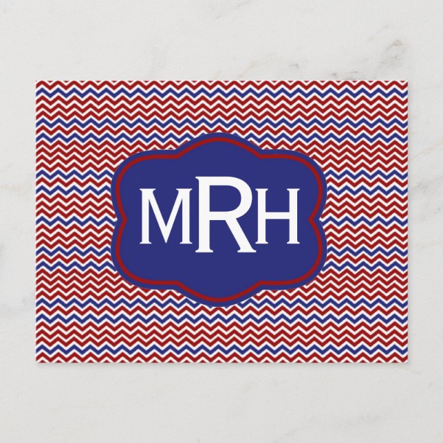 Nautical Chevrons on White Postcard (Front)