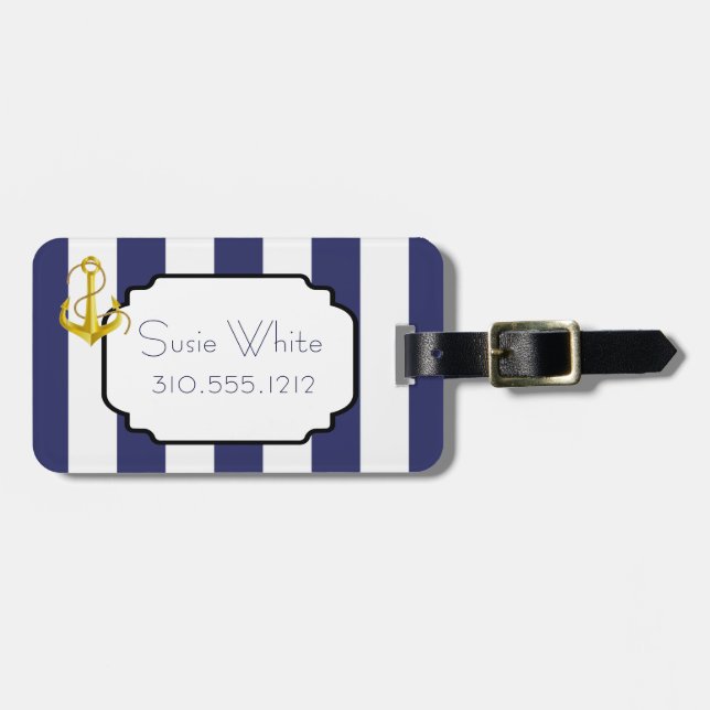 Nautical Chic Luggage Tag (Front Horizontal)
