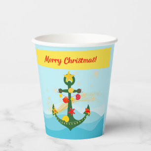 Nautical Christmas Anchor Paper Cups