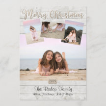 Nautical Christmas Cards Photo Wood Background